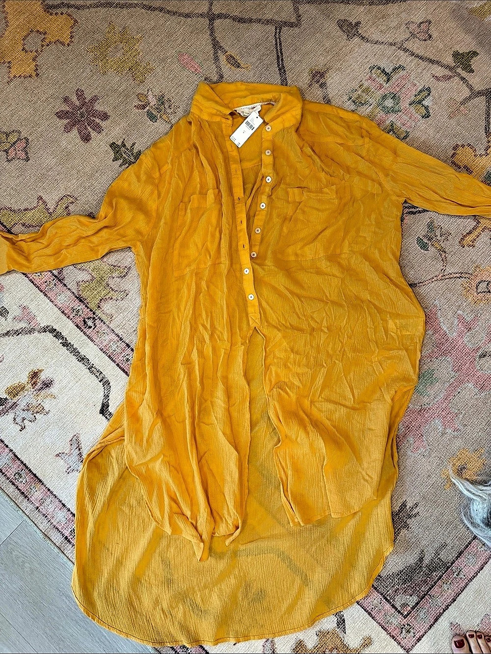 Anthropologie Yellow Button-Front Tunic